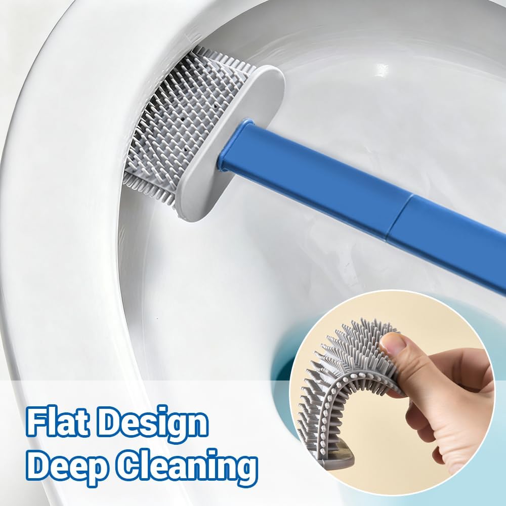 ABPETE Toilet Brush Set, Bathroom Accessories, Toilet Bowl Cleaners, Deep Cleansing Multifunctional Hanging Toilet Brush Set for Bathroom(Bule)