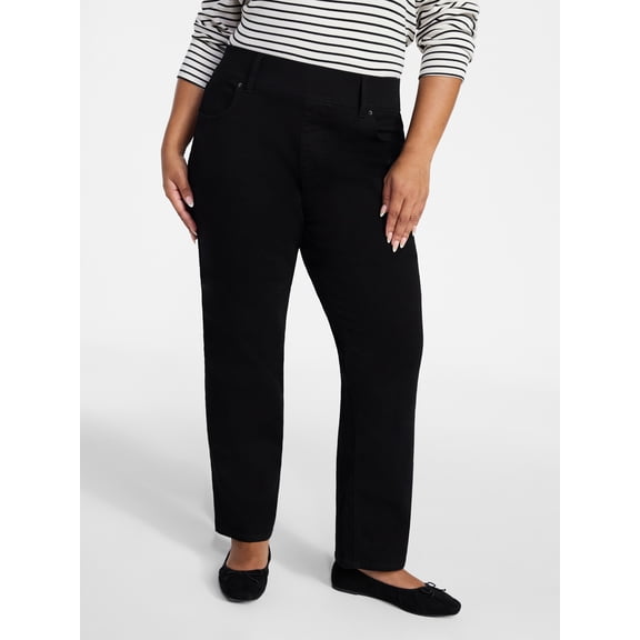 Terra & Sky Women's Plus Size Pull On High Rise Straight Leg Jeggings, 29" Inseam, Sizes 0X-4X