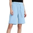 thumbnail image 2 of Omexry Maternity Shorts Plus Size Women's Casual Shorts Drawstring Waist Rolled Cuff Hem with Side Pockets Summer Beachwear Sky Blue XXXL, 2 of 8
