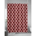 thumbnail image 5 of Red White Geometric Shower Curtain, Minimalist Morocco Pattern Bathroom Decor Curtains Set with Hooks, Waterproof Fabric Home Accessories， 72 X 78 Inch Long, 5 of 6
