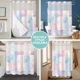 thumbnail image 5 of No Hook Shower Curtain with Snap in Liner, Color Block Checkered Waterproof Bath Curtain Double Layers with See Through Top Window, Abstract Geometric Art Hotel Shower Curtains 36x72in, 5 of 9