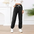 thumbnail image 2 of QATAINLAV Womens Fleece Pajama Pants Winter Warm Fuzzy Sherpa Trousers Cable Ribbed Plush High Waist Joggers with Pockets Loungewear, Black, L, 2 of 10