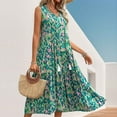 thumbnail image 5 of Liquidation d'Été 2025! Robe Grande Taille pour Femmes, Liquidation d'Été pour Femmes, Robe d'Été Sans Manches à Imprimé Floral Col en V avec Franges Ample et Confortable, 5 of 5