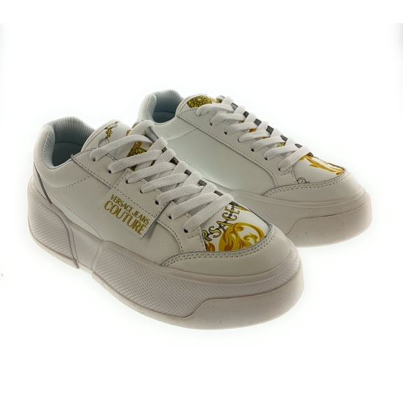Versace Jeans Couture Womens White Baroque Accent Platform Sneakers-EU35 for Womens