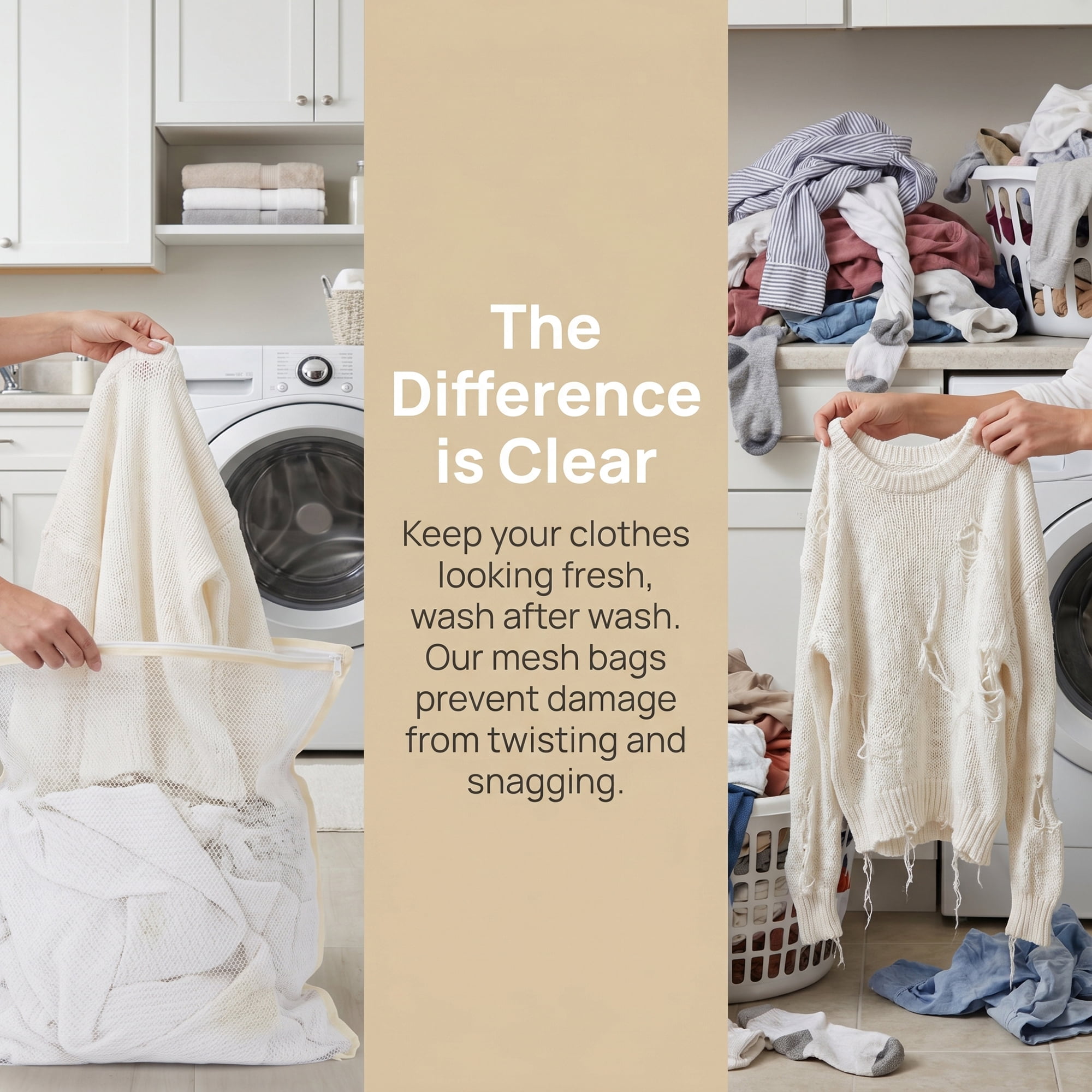 Unique Bargains 3Pcs Polyester Mesh Laundry Bags with Zipper Closure White B