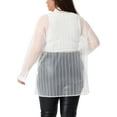 thumbnail image 3 of Agnes Orinda Women's Plus Size Shirt Mesh Sheer Long Sleeve Button Down See Through Tops Blouses 2X White, 3 of 7