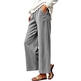 thumbnail image 3 of Womens Wide Leg Sweatpants Elastic Drawstring Waist Casual Pants with Pockets, Athletic Jogging Work Outdoor Wear, S-3XL | VerBelle,Gray XL, 3 of 9