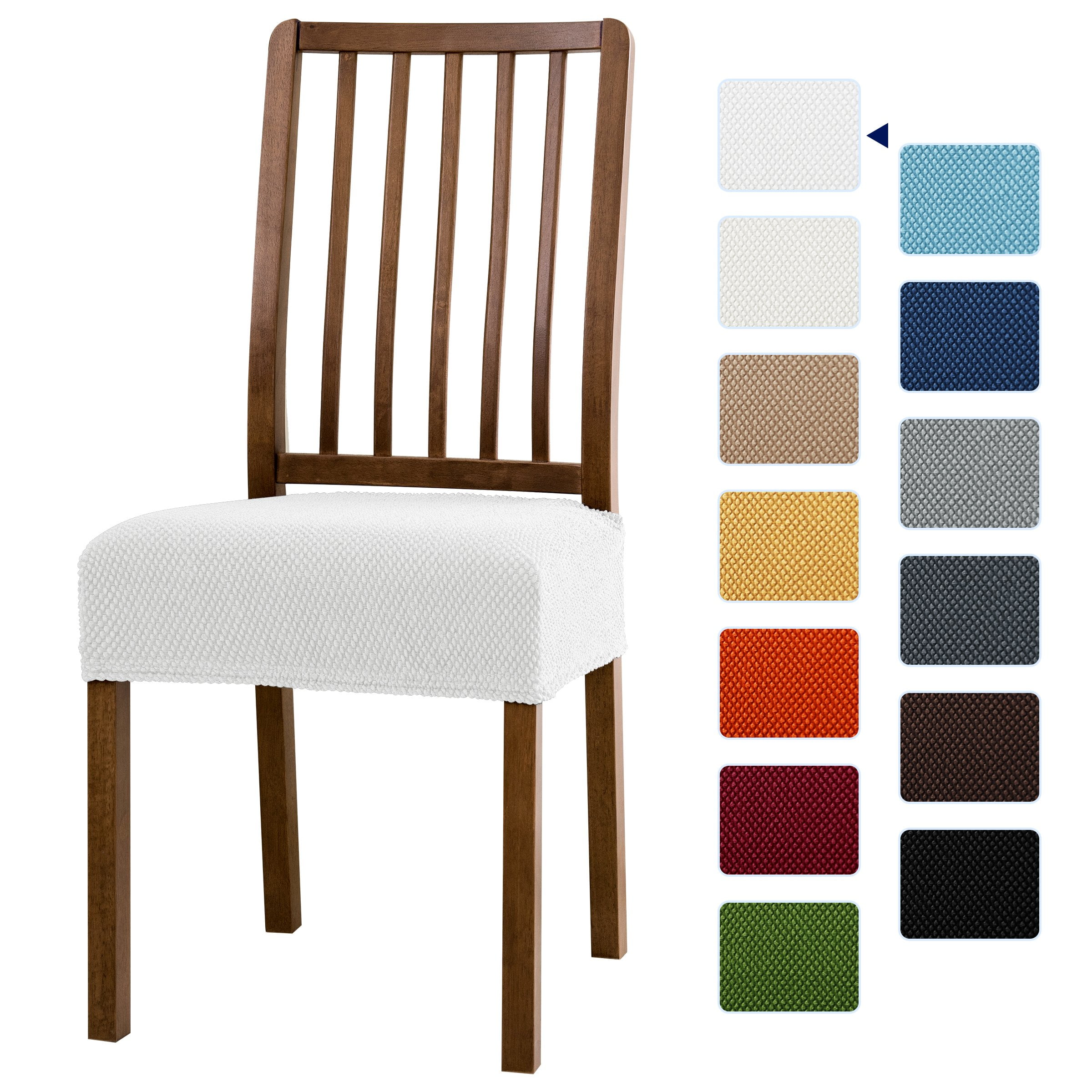 Subrtex Jacquard Dining Room Chair Seat Slipcovers Stretch Furniture Protector,2pcs,White 