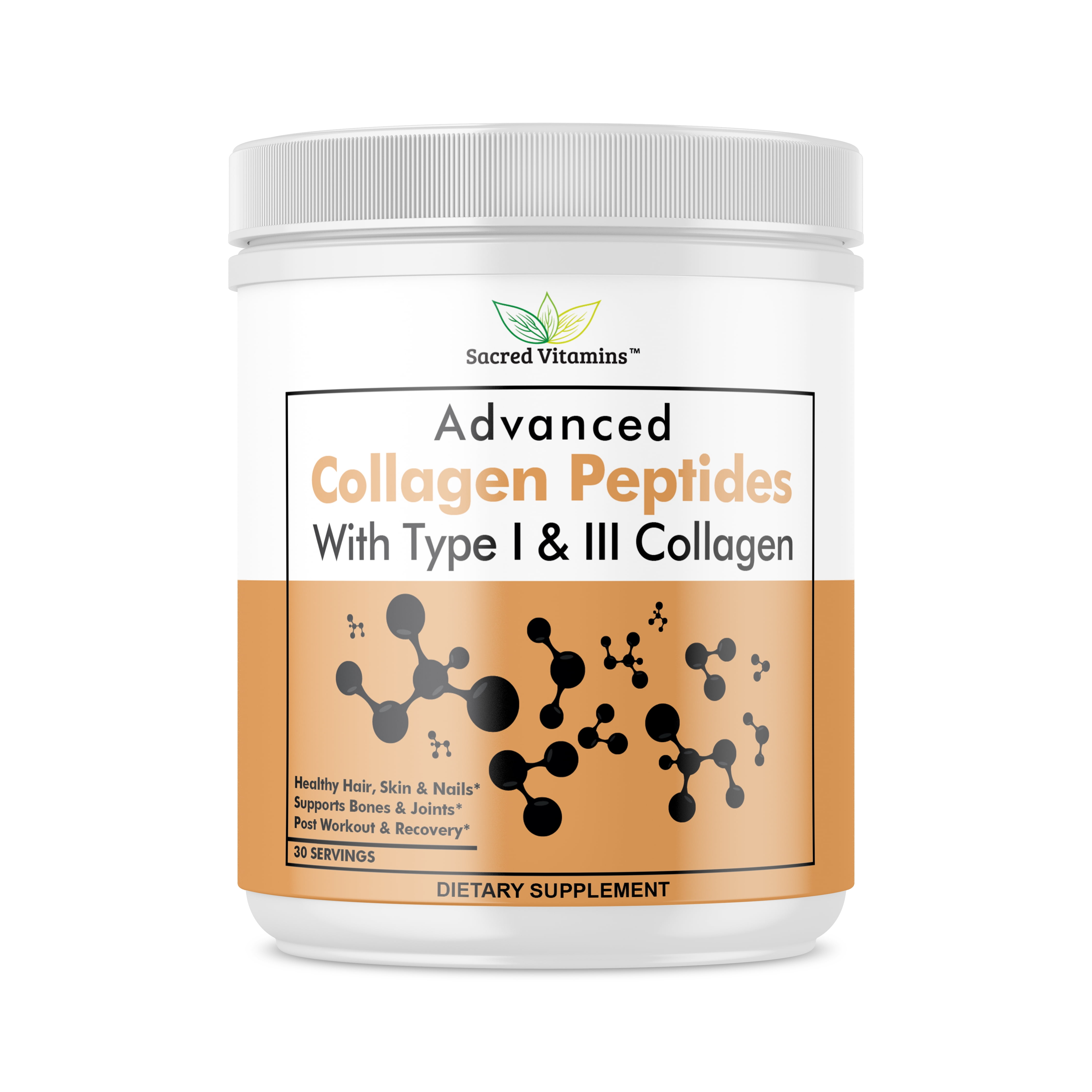 Premium Collagen Powder (Types I & III) For Hair Skin Nails Support, Healthy Skin, Joint Support, and Bone Health - Complete Collagen Peptides Powder for Men and Women - 30 Servings
