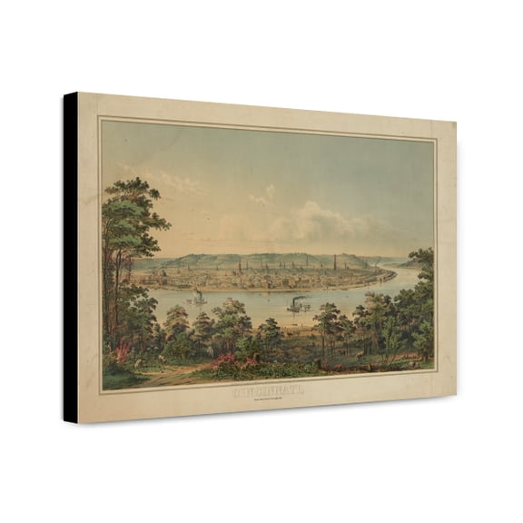 Canvas Print: Cincinnati- From A Point West Of Covington, Kentucky