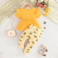 thumbnail image 5 of mgoYE Baby Girl Clothes 6-9 Months Baby Girl Clothes Toddler Girl Outfits Infant Girl Summer Clothes for Girl Ruffle Shirt Pants+Cute Headband 3PCS(Yellow,3-6 Months), 5 of 7