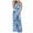 #340-Blue, variant on Roncen Women's Printed Overalls - Sleeveless Wide Leg Jumpsuit with Elastic Waist, Split Hem & Open Back Straps Design