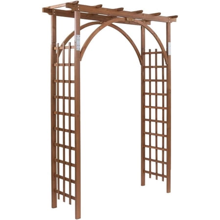 85in Wooden Arbor Garden Arch, Wedding Arch for Ceremony, Wood Trellis for Plant Climbing, Christmas Decor Pergola for Garden Backyard, Lawn (Brown)