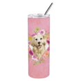 thumbnail image 1 of Carolines Treasures CK4235TBL20 Gobelet Mince en Acier Inoxydable à Double Paroi Fleurs Roses Golden Retriever 20 oz, 1 of 1