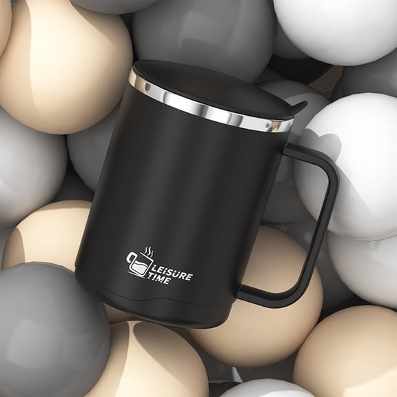 Stainless Steel Vacuum Insulated Travel Mug 500ml | Double Wall Leakproof Coffee Tea Cup with Lid | Rust Resistant Thermal Tumbler for Office Commute | Black