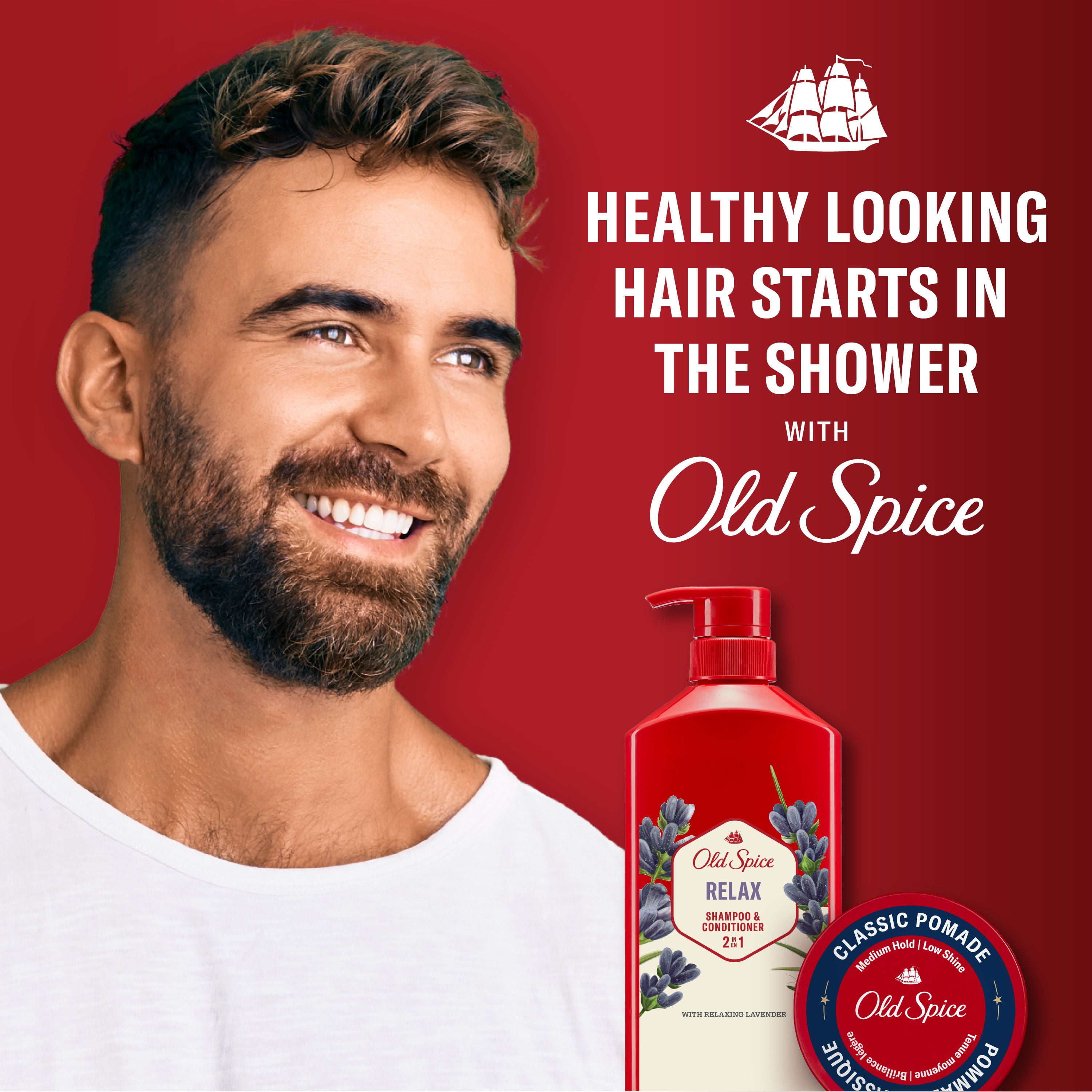 Shampooing et revitalisant 2 en 1 pour hommes Old Spice Relax avec lavande, pour des cheveux épais et sains 650ML