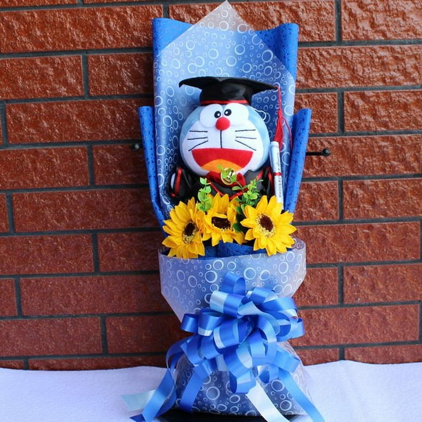 Ramo de flores de oso de peluche de dibujos animados Kawaii para niños Totoro Doraemon Dot Craft regalo de cumpleaños estudiante de graduación zhangyuxiang unisex