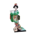 thumbnail image 4 of Estatua tradicional de 12 pulgadas, muñeca geisha japonesa con kimono, estatuilla coleccionable asiática Verde, 4 of 9
