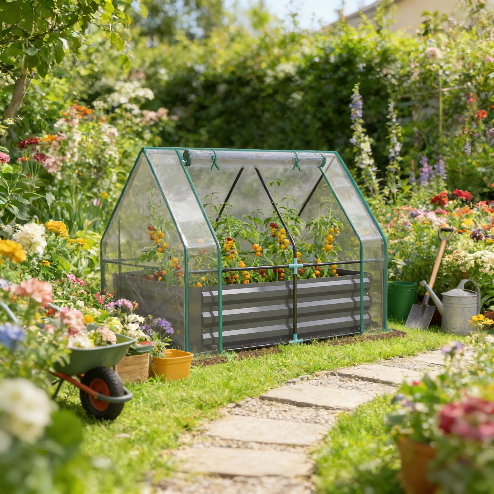 2-in-1 Raised Planter Greenhouse, Raised Garden Bed Planter Raised Bed