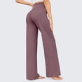 thumbnail image 3 of Resivox Women's High Waisted Micro Flared Yoga Pants - Drawstring Waist with Pockets, Wide Leg Silhouette for Casual Wear & Workouts, Loose Fit Fabric Dark Purple S, 3 of 4