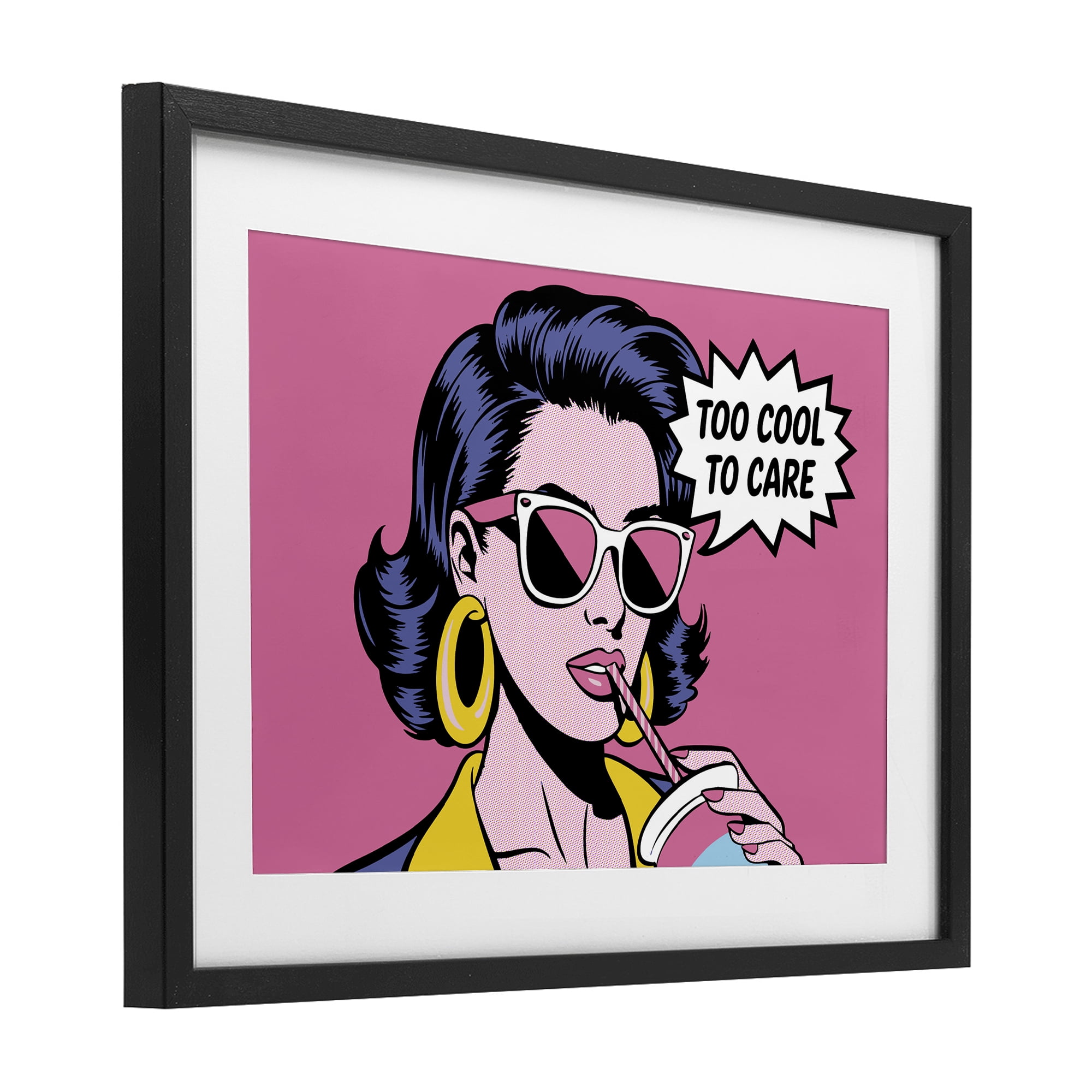 Stupell Industries Too Cool To Care Iconic Black Framed Print Under Glass, design by Andreas Magnusson