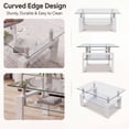 thumbnail image 3 of Glass Coffee Table with Lower Shelf, Holaki Modern Rectangular Tempered Glass Center Table with Metal Legs for Living Room, White, 3 of 8