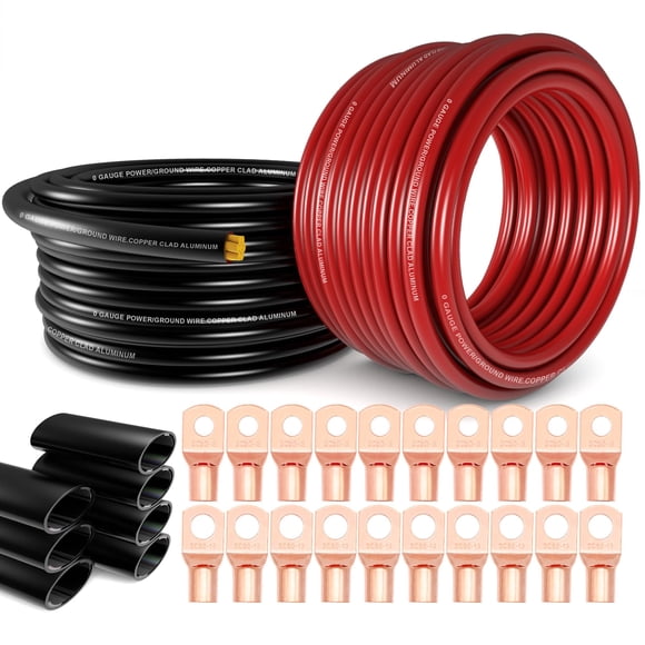 Cable Tuijodaix calibre 1/0 (6 m cada uno, rojo/negro), CCA, cobre