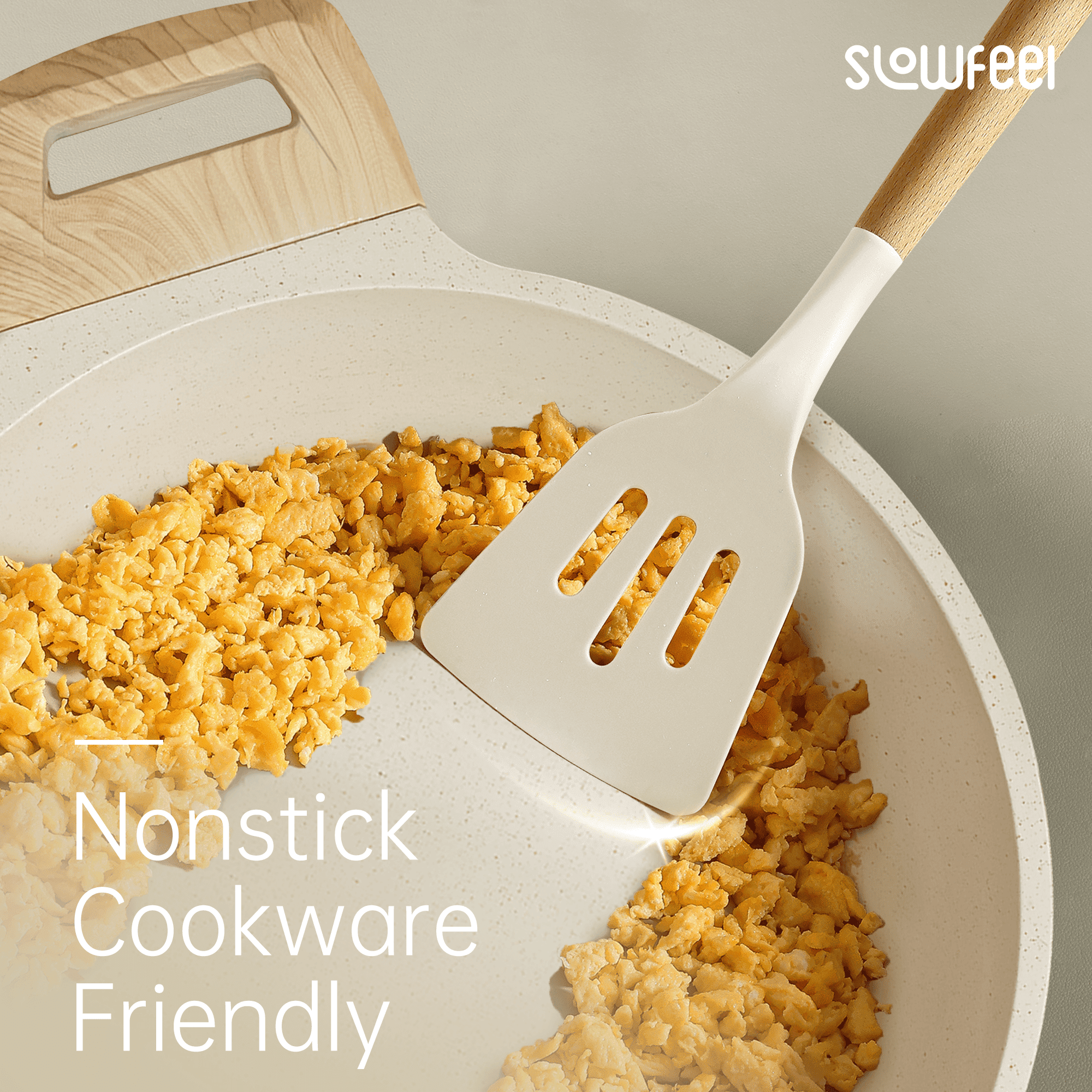 Slowfeel 32-Piece Silicone Kitchen Utensil Set with Holder, Heat Resistant Kitchen Gadget Set for Nonstick Cookware, 10 Hooks Included, White