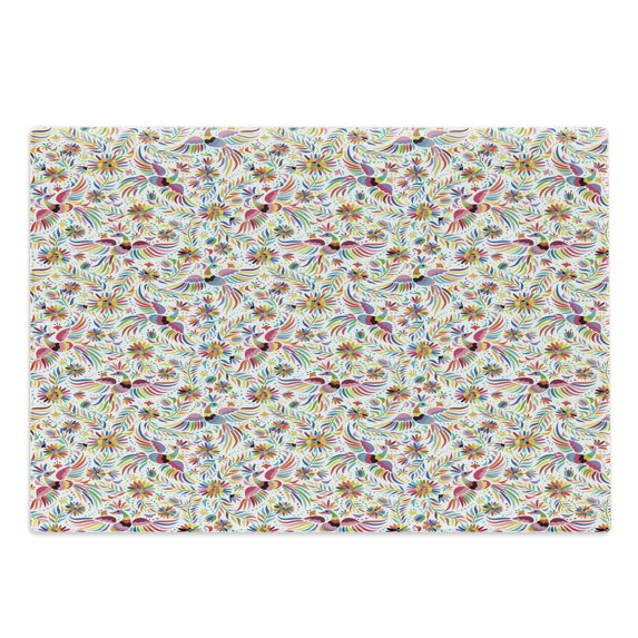 Mexican Cutting Board, Colorful Nature Inspired Pattern Birds Flowers Leaves and Dots Creativity, Decorative Tempered Glass Cutting and Serving Board, Large Size, Multicolor, by Ambesonne