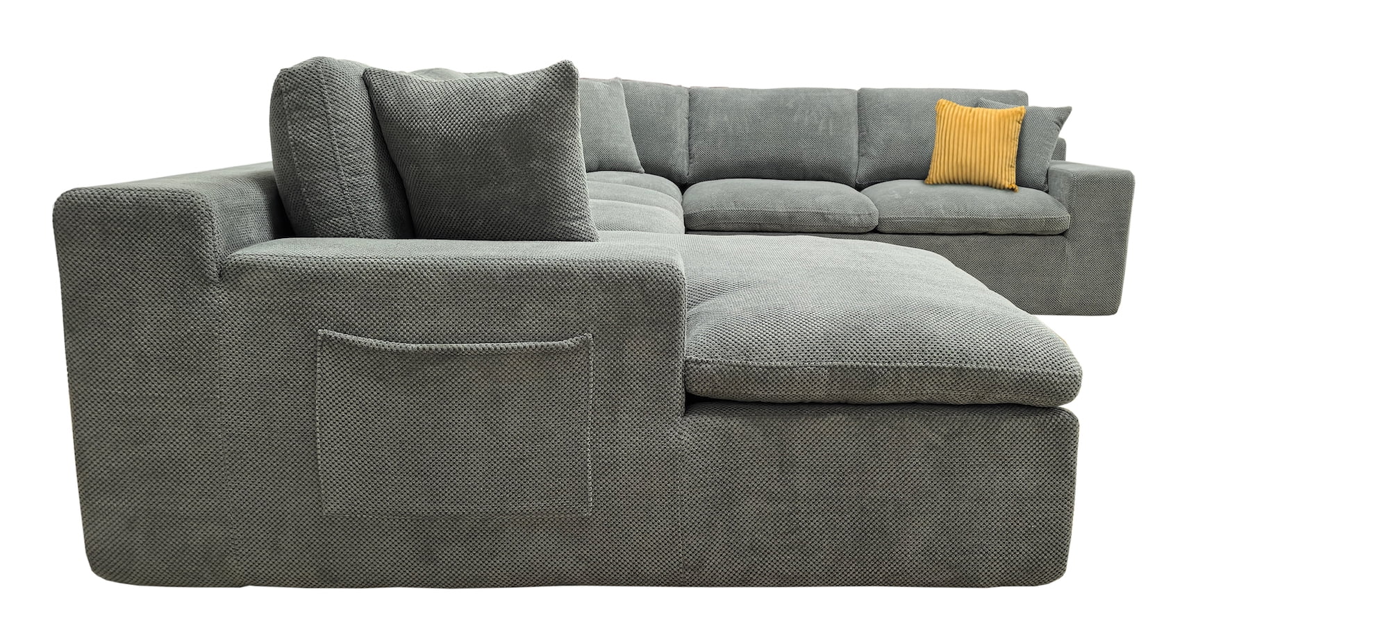Howcool 135" Oversized Cloud Couch Modular Sectional Sofa, Deep Seat Sectional Couch with Side Pockets & Toss Pillows, 6 Seat Upholstered Sofa with Toss Pillows for Living Room,Grey