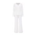 thumbnail image 3 of BONIXOOM Christmas Pajamas Silk Pajamas For Women Sleepwear None Long Sleeve Solid Sleepwear Sets White M, 3 of 3