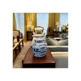thumbnail image 3 of Contemporary Ceramic Jar with Lid for Living Room and Home Decor - Decorative Flower Vase for Room, Bedroom, or Office Display - House Accent for Kitchen Counter or Table Decor - 10", Blue & White, 3 of 13