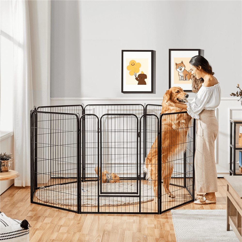 Renwick 8 Panel Heavy Duty Dog Playpen, Indoor & Outdoor, Black