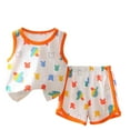 thumbnail image 3 of Jinhomg Toddler Baby Summer Outfits Casual Sleeveless Cartoon Graphic Tank Tops with Shorts Lightweight Comfy Cotton Lounge Sets for Boys and Girls White 4 Years, 3 of 4