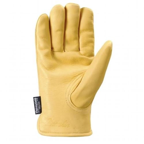 Insulated Lined Leather Grain Deerskin Work Gloves for Men-L by Wells Lamont