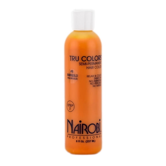 Color : #6 Marigold (Yellow Gold) - 8 oz , Nairobi Tru Colors Semi Permanent Hair Color, hair scalp beauty - Pack of 2 w/ SLEEKSHOP 3-in-1 Comb-Brush