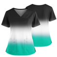 thumbnail image 2 of Womens Gradient Color Vneck Scrub Tops Short Sleeve Work Scrubs Summer Fall Shirts 2026 Trendy, #03 Turquoise, L, 2 of 6