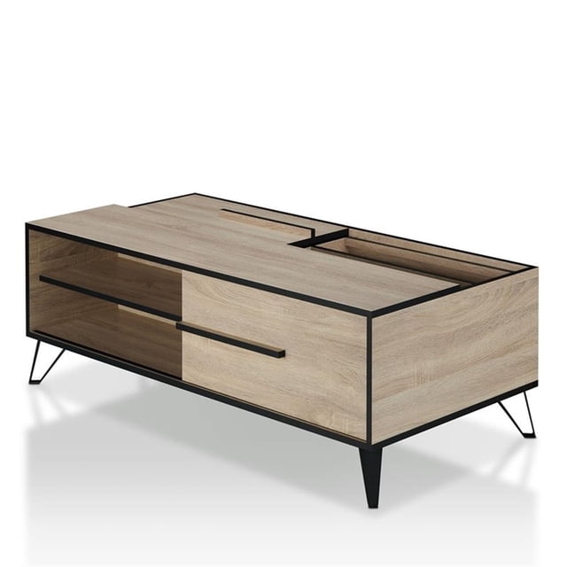 Bowery Hill Table Basse de Rangement Moderne en Bois, Fini Chêne Naturel