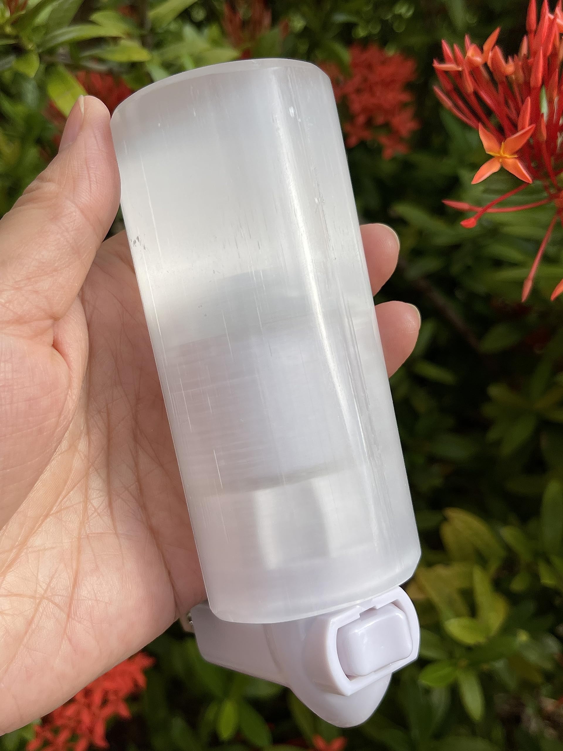 Selenite Cylinder Night Light, Selenite Crystal Nightlight Plugin, Selenite Polished Cylinder Harmonizer (1 Night Light)