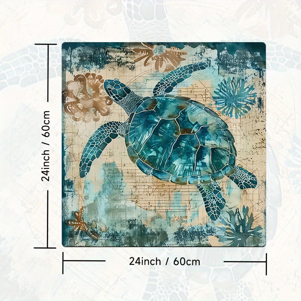 1pc, Dish Drying Pad, Marine Theme Sea Turtle Pattern Washing Machine Dust Cover Mat, Countertop Absorbent Pad, Washstand Drain Mat, Washstand Cup Mat, Kitchen Accessories, Bathroom Accessories