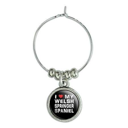 

I Love My Welsh Springer Spaniel Stylish Wine Glass Charm Drink Marker