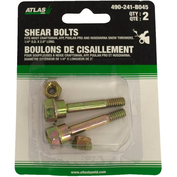 2 Pack Shear Bolts for Craftsman/AYP Snow Throwers - Walmart.ca