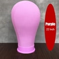 thumbnail image 3 of Cabeza de maniquí de cabeza de bloque de lona de 22 pulgadas colorida con cabeza de peluca de soporte para cabello Púrpura Yuyangstore cabeza de maniquí, 3 of 8