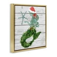 thumbnail image 3 of Stupell Industries Christmas Mermaid & Winter Holly Nature Painting Gold Floater Framed Canvas Art Print Wall Art, 18 x 18, 3 of 9