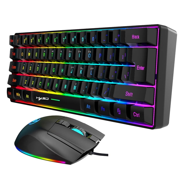 Riwcyla Wired Keyboard and Combo 61,Key Gaming Keyboard and Effects DPI Adjustment Ergonomic Design Macro Programming Function UltrJND,Compact 61,Key Design for Computer and Network Users