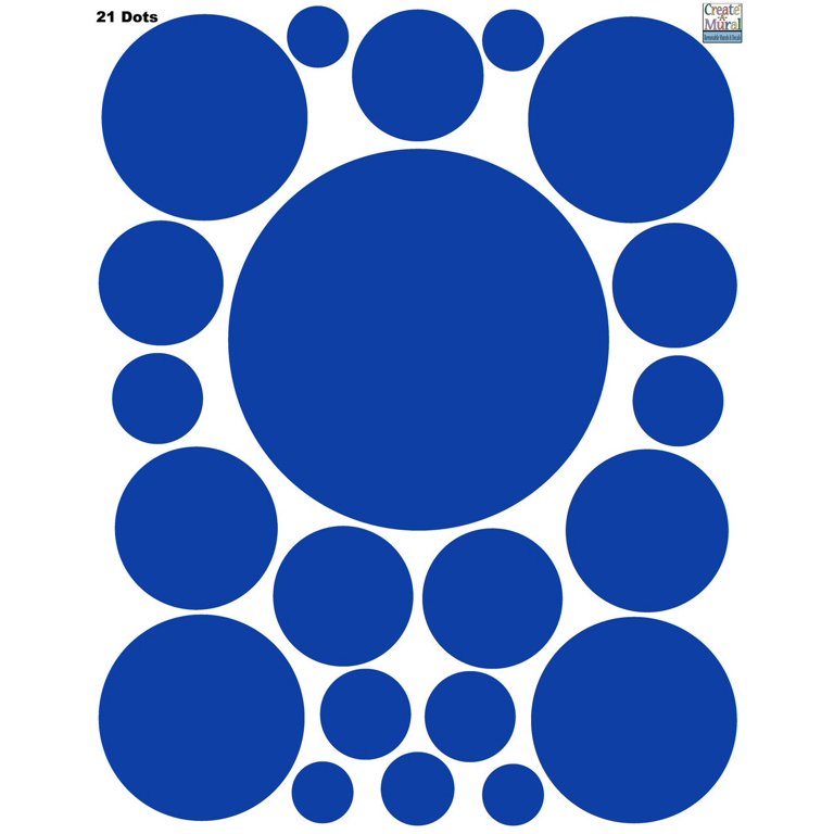 Polka Dot Wall Decals (63) Blue Wall Dot Stickers - Create-A-Mural