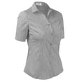 thumbnail image 2 of DOUBLJU Women's Slim Fit Plain Classic Short Sleeve Button Down Collar Shirt Blouse, 2 of 5