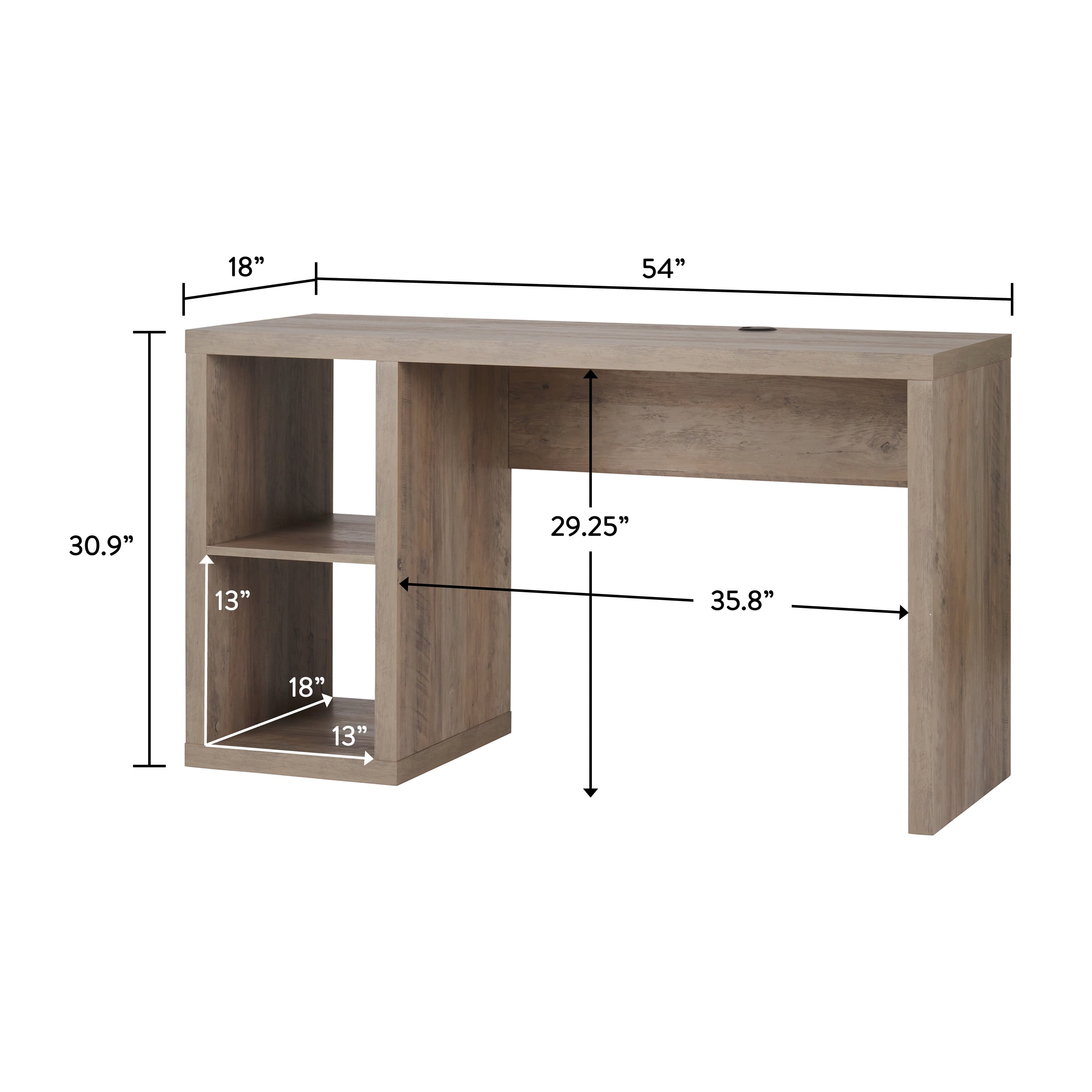 Better Homes & Gardens Cube Storage Office Desk, Rustic Gray