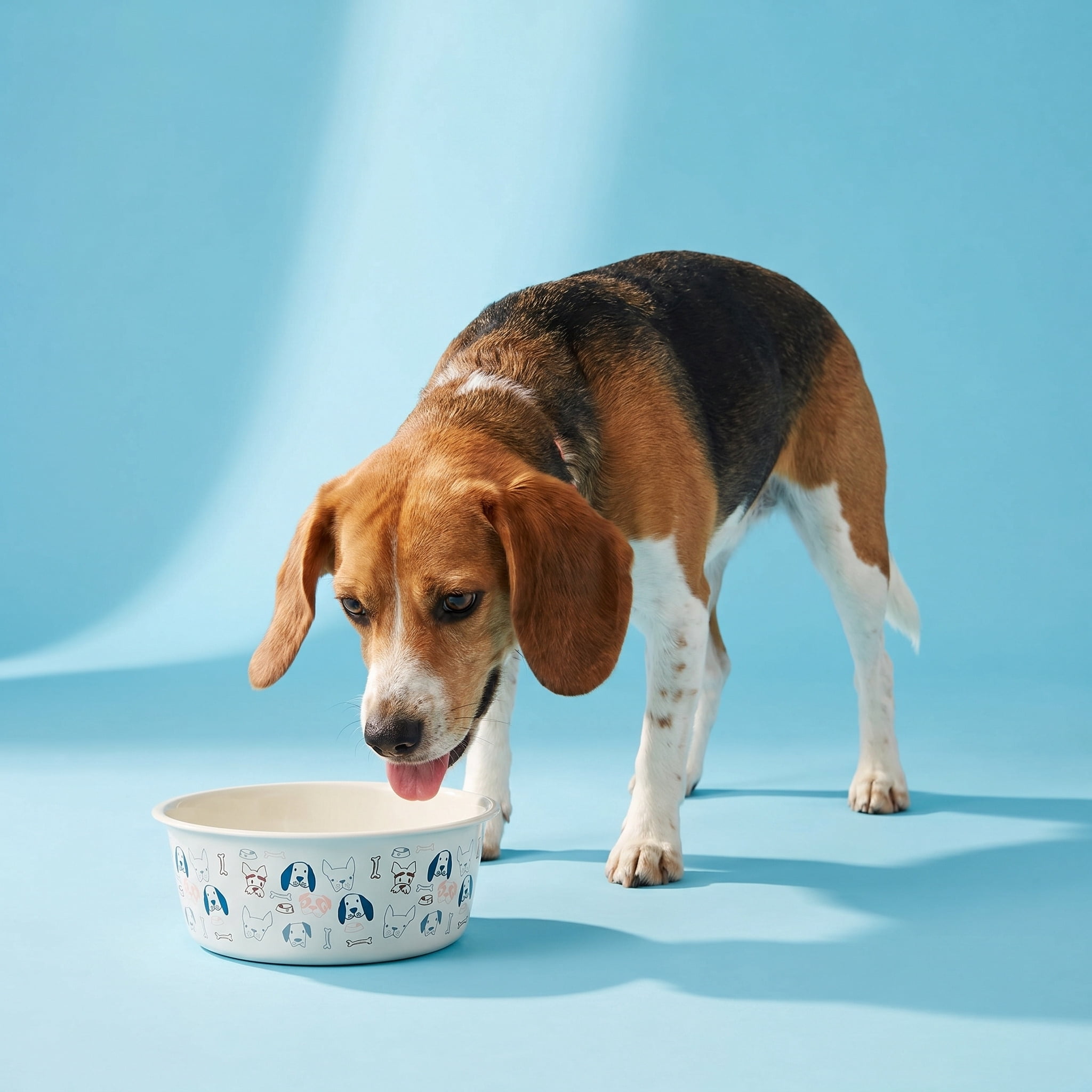 (4 pack) Vibrant Life Medium 4-Cup Stainless Steel Doggie Faces Pet Bowl, Off White