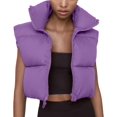 thumbnail image 3 of Shiyifa Veste Courte à Col Montant avec Fermeture Éclair pour Femmes, 3 of 7